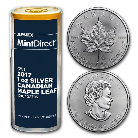 2017 Canada 1 oz Silver Maple Leaf (25-Coin MintDirect® Tube) 2017 Canada 1 oz Silver Maple Leaf (25-Coin MintDirect® Tube)